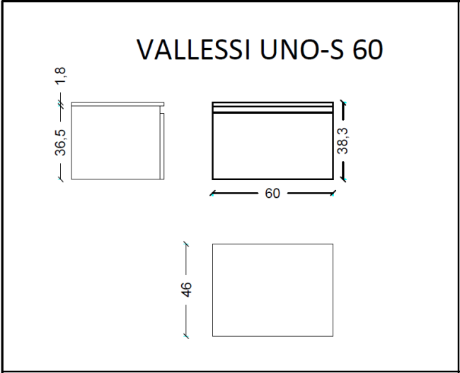 Ящик под столешницу 60см LIGHT OAK VALLESSI UNO-S