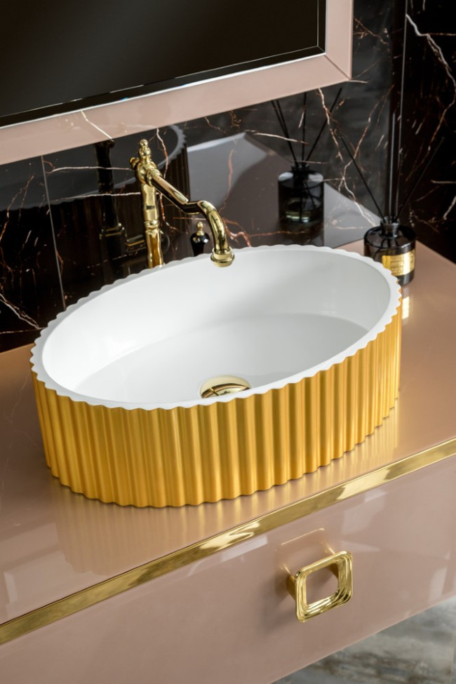 Комплект Lucido 100 Пыльная роза + золото, раковина 878-G