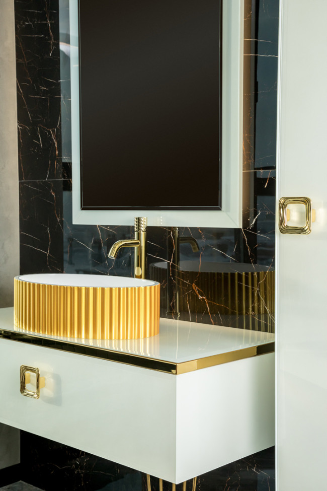 Комплект Lucido 100 Жемчужный белый + золото, раковина 878-G