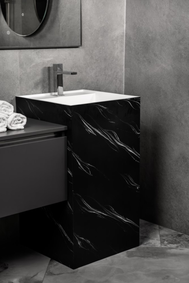 Раковина напольная Cube Corian 480*480*850 Nero Marquina