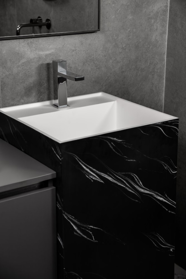 Раковина напольная Cube Corian 480*480*850 Nero Marquina