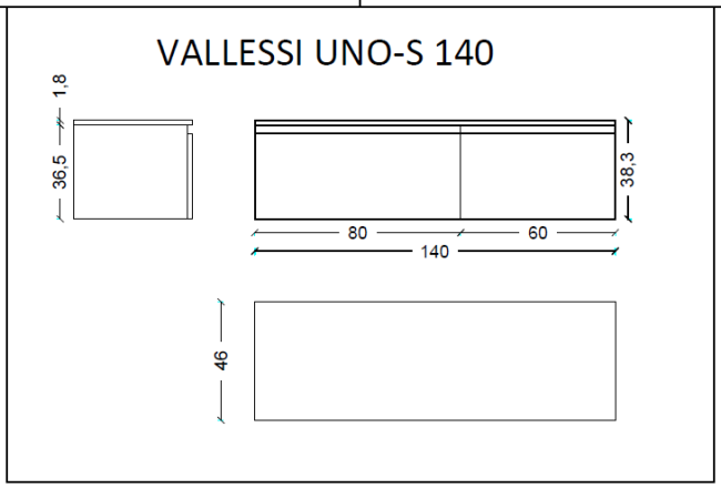 Ящик под столешницу 140см DARK OAK VALLESSI UNO-S