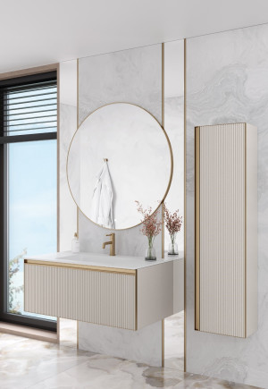 Комплект QUATRO M1-100 тумба рифл+раковина моноблок WHITE