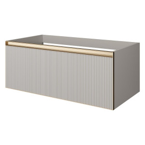 QUATRO 1 100CM тумба рифл CASHMERE FUGA профиль MATT GOLD с подсветкой внутри QUATRO 1 100CM тумба рифл CASHMERE FUGA профиль MATT GOLD с подсветкой внутри