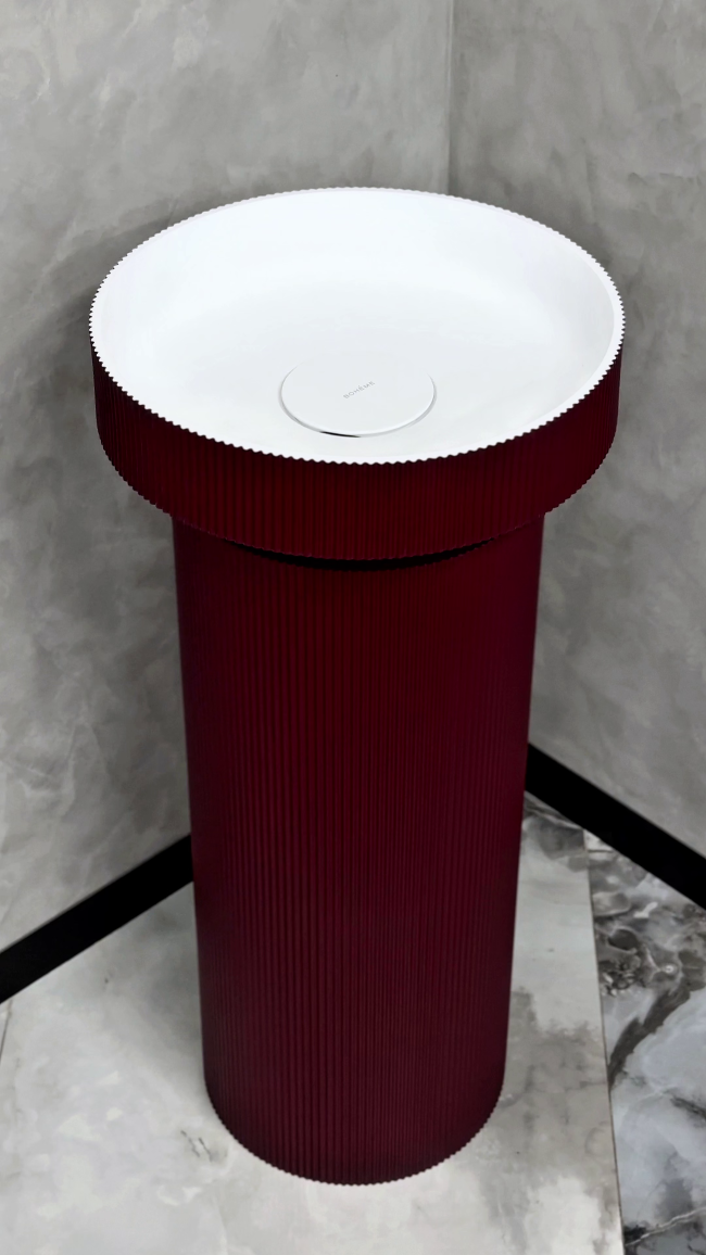 Раковина накладная рифленая SOLE Corian 400*130 Burgundy + Пьедестал для раковины рифленый Corian 300*720 Burgundy Раковина накладная рифленая SOLE Corian 400*130 Burgundy + Пьедестал для раковины рифленый Corian 300*720 Burgundy