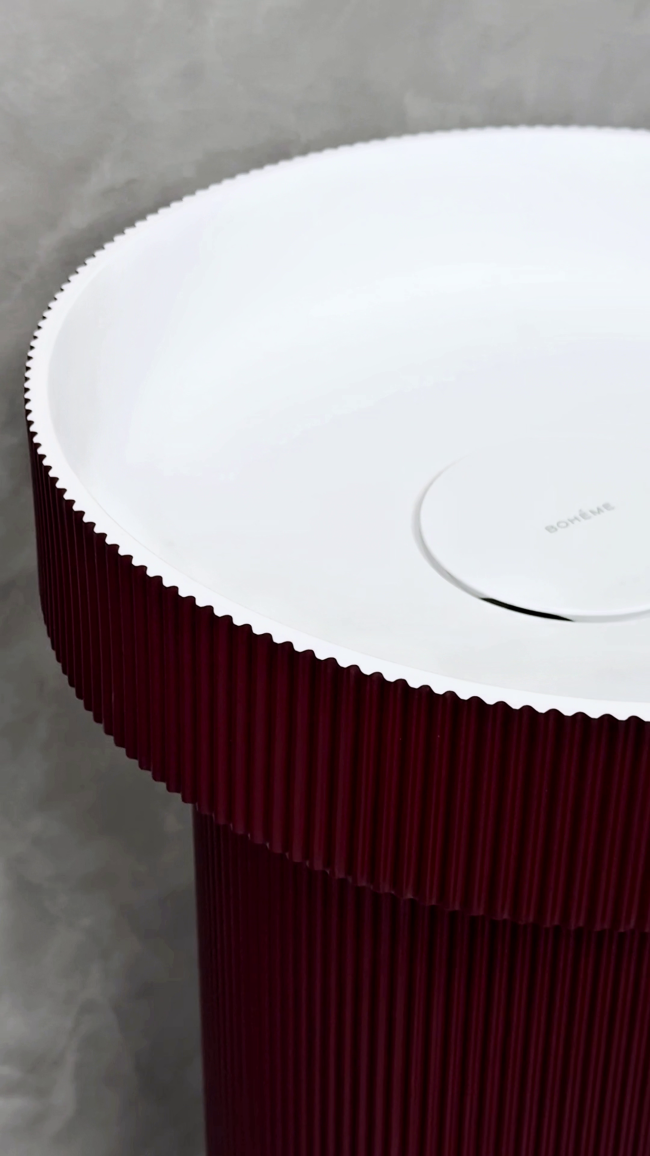 Раковина накладная рифленая SOLE Corian 400*130 Burgundy + Пьедестал для раковины рифленый Corian 300*720 Burgundy Раковина накладная рифленая SOLE Corian 400*130 Burgundy + Пьедестал для раковины рифленый Corian 300*720 Burgundy