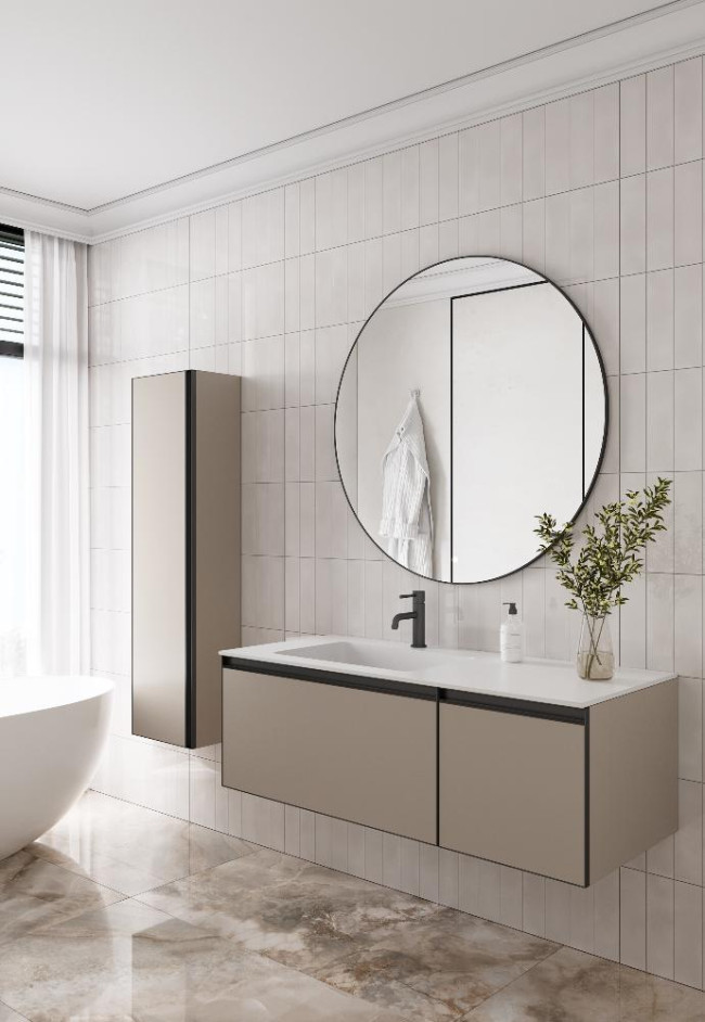 Комплект QUATRO M2-120 тумба с подсв.+раковина моноблок WHITE