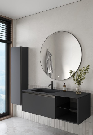 Комплект QUATRO M6-120 тумба с полками+раковина моноблок ANTRACITE