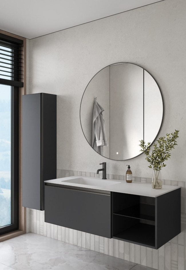 Комплект QUATRO M6-120 тумба с полками+раковина моноблок WHITE