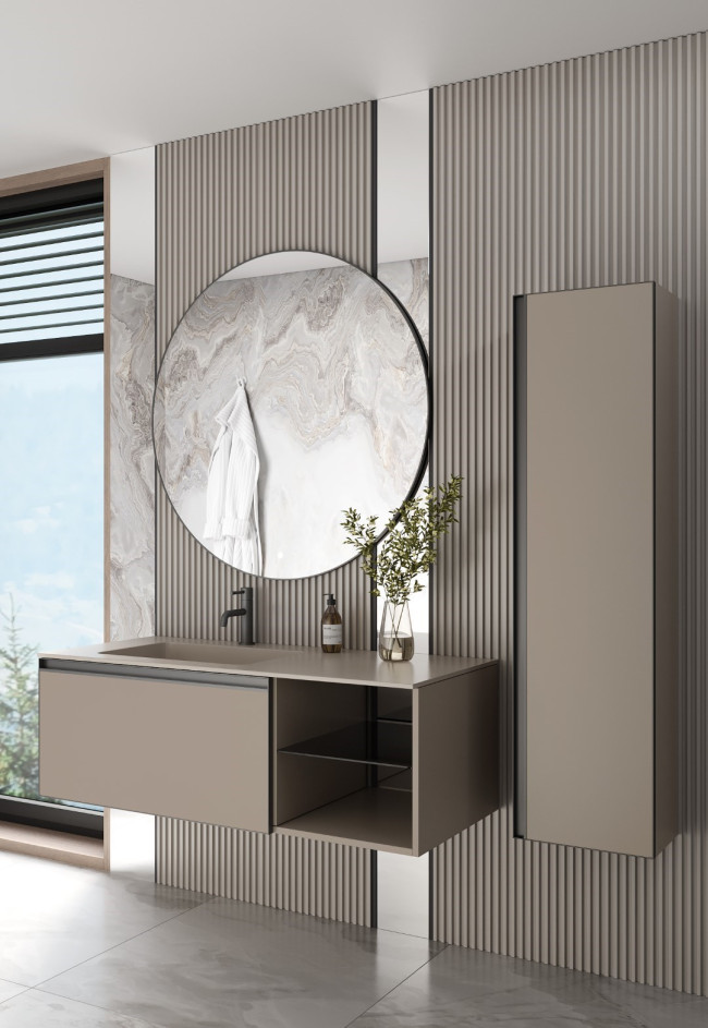 Комплект QUATRO M6-120 тумба с полками+раковина моноблок DAFNE