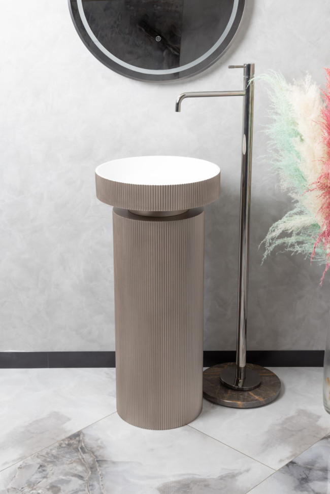 Раковина накладная рифленая SOLE Corian 400*130 DELMAR + Пьедестал для раковины рифленый Corian 300*720 DELMAR Раковина накладная рифленая SOLE Corian 400*130 DELMAR + Пьедестал для раковины рифленый Corian 300*720 DELMAR