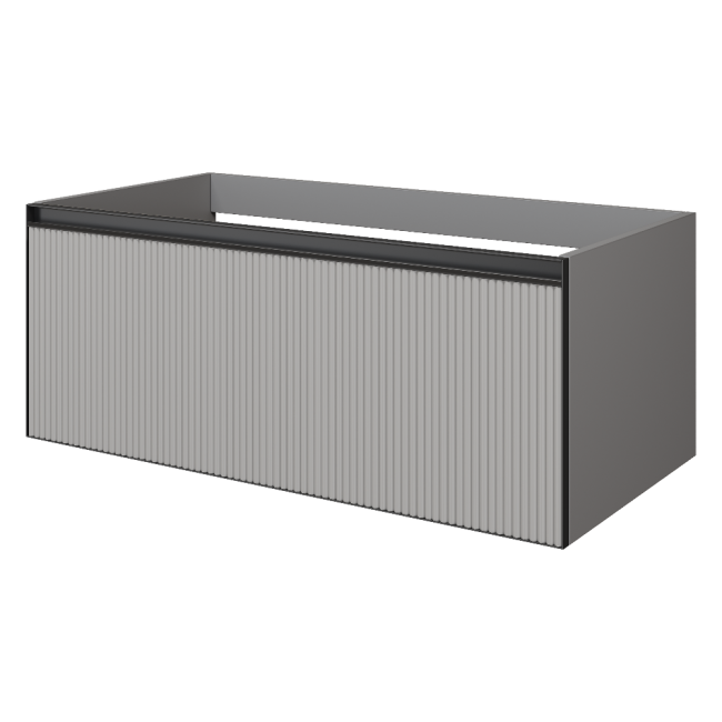 QUATRO 1 100CM тумба рифл с подсв. внутри LUNA FUGA профиль ANTHRACITE