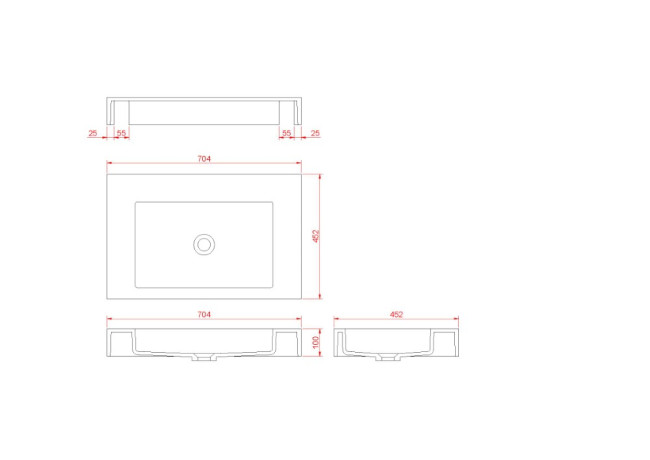 Столешница моноблок FLAT ST 70см (704*452*100)