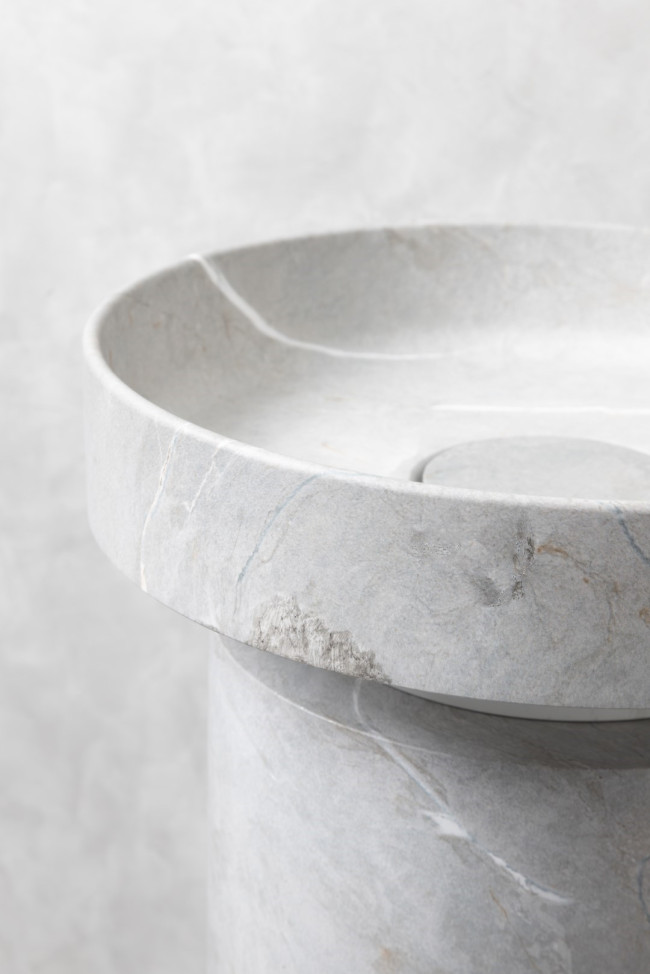 Раковина накладная SOLE Corian 400*130 Amani Grigio + Пьедестал для раковины Corian 300*720 Grey