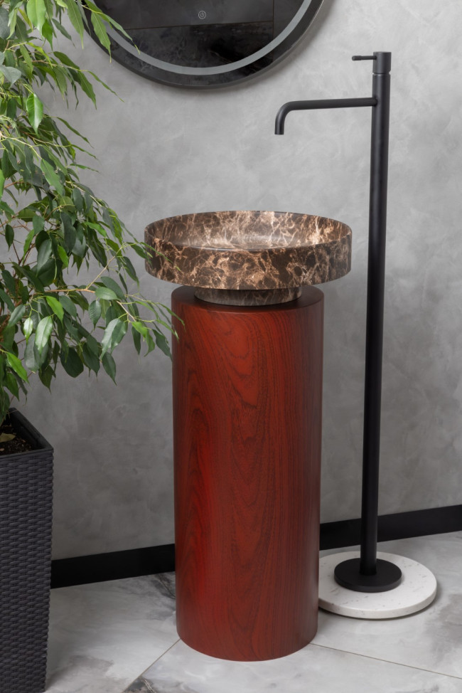 Раковина накладная SOLE Corian 400*130 Emprador + Пьедестал для раковины Corian 300*720 Red Wood Раковина накладная SOLE Corian 400*130 Emprador + Пьедестал для раковины Corian 300*720 Red Wood