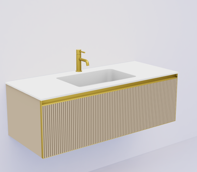 QUATRO 1 120CM тумба рифл DAPHNE профиль MATT GOLD + внутр. подсв.