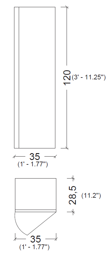 Пенал Vallessi 120*35*28,5cm Кашемир мат
