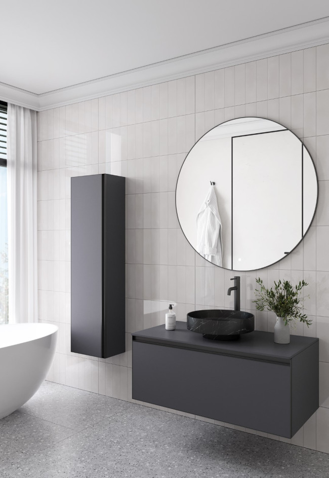 Комплект QUATRO M1-100 тумба+раковина чаша Nero Marquina