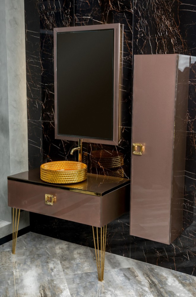 Комплект Lucido 100 Лиловый + золото, раковина хрусталь 817-G