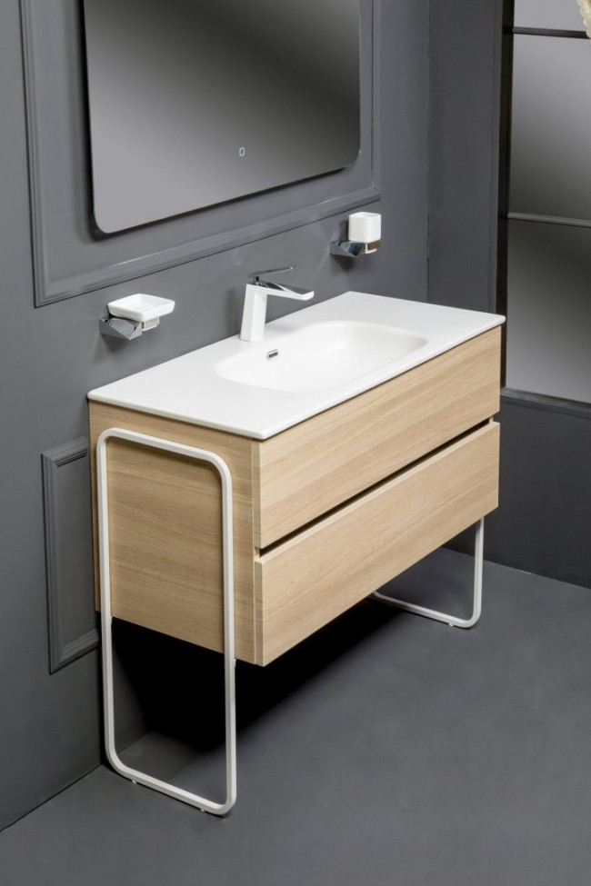 Тумба без раковины Vallessi 80*46cm LIGHT OAK мат. 2 полки