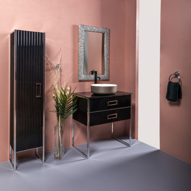 Комплект MONACO 80см h74см черная глянец + хром + раковина 819