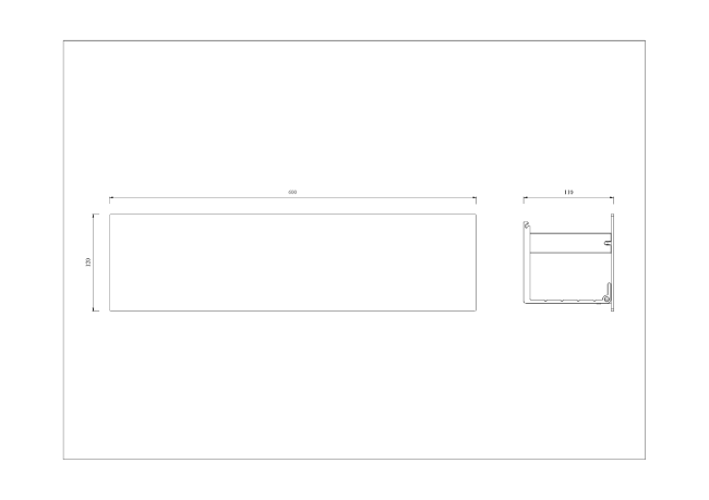Полка настенная 60см Chrome + 2 крючка
