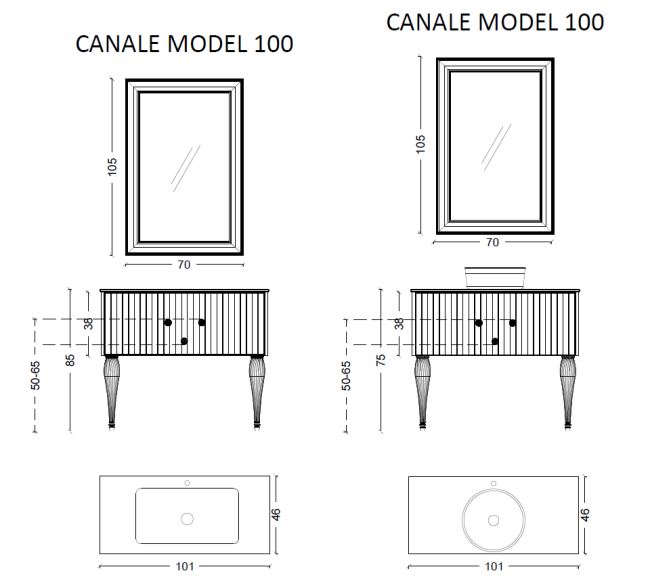 Комплект Canale 100 черная + Золото + раковина 871 Комплект Canale 100 черная + Золото + раковина 871